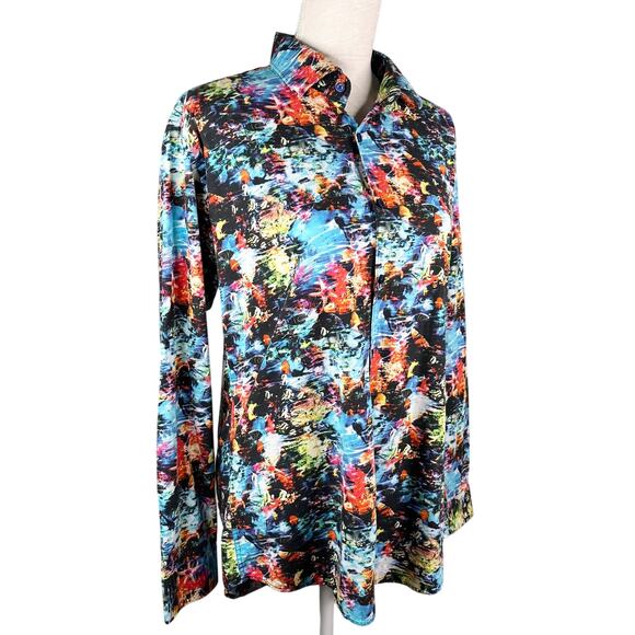 Jared Lang Button Down Shirt Tropical Fish Large Vacation - Picture 9 of 11